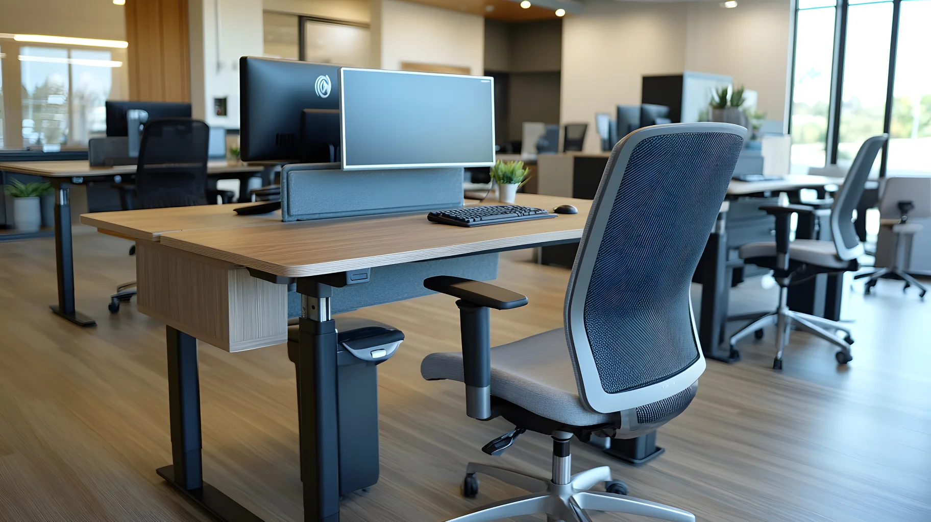 Electric Raise/Lower Rectangular Desktop Base